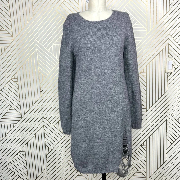 Mark & James x Badgley Mischka Gray Distressed Chain‎ Sweater Dress Size Small - Picture 1 of 12